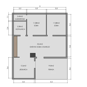 tloris modularne hise 78 m2