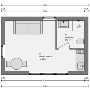 tloris modularne hiske 24m2